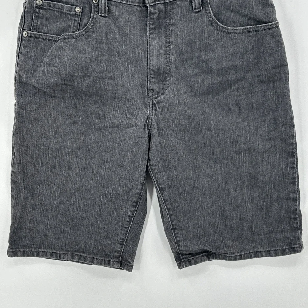Levi's 569 Shorts Jorts Mens 30x11 Black Gray Denim Loose Relaxed Fit Dark Fade
